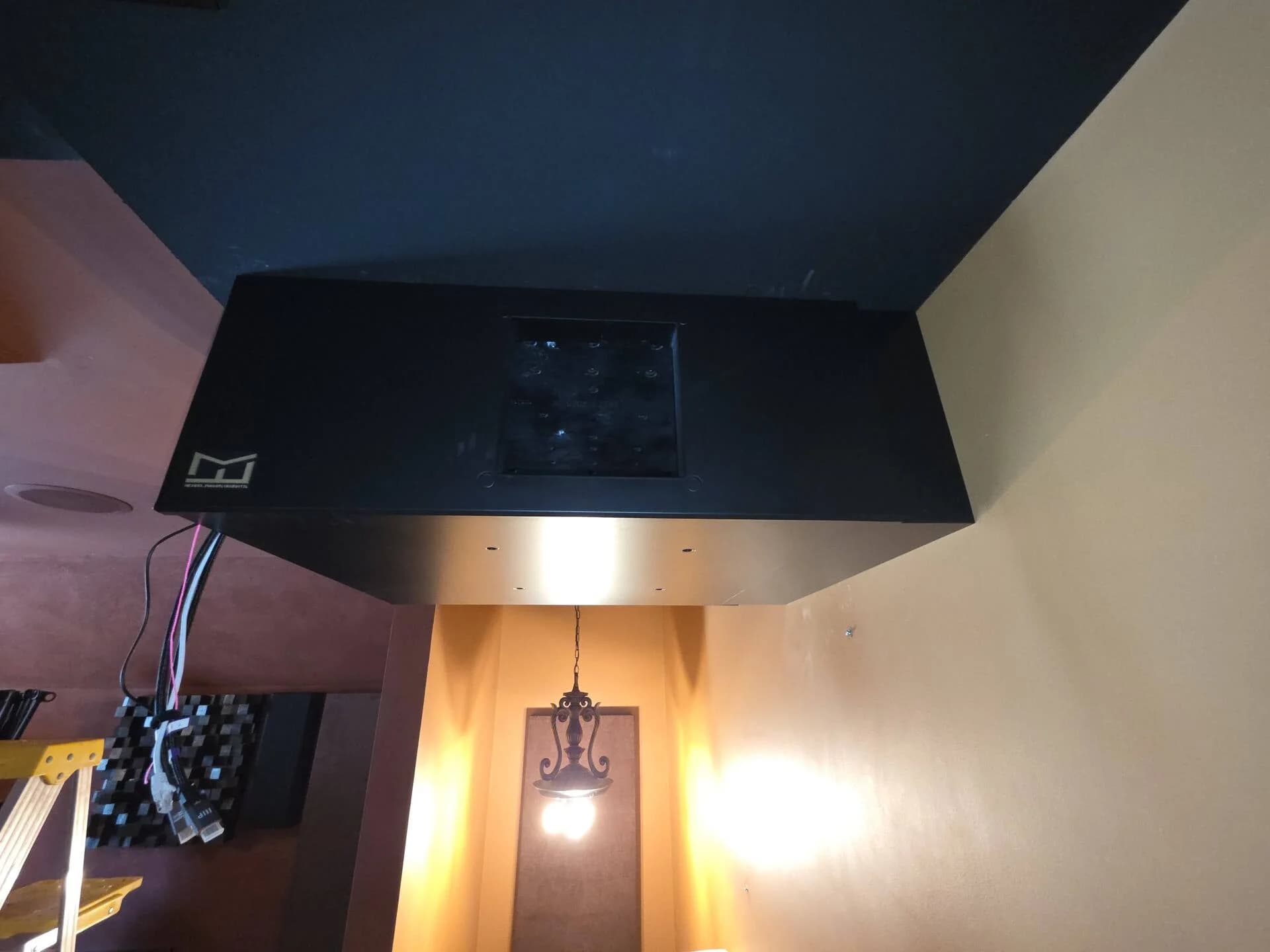 Installed, with the room's lighting on