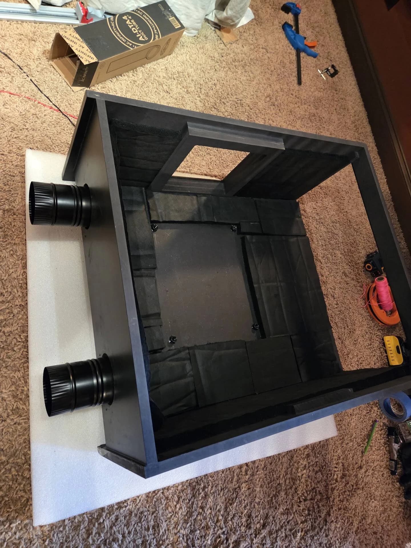 The box before install, with its duct stubs