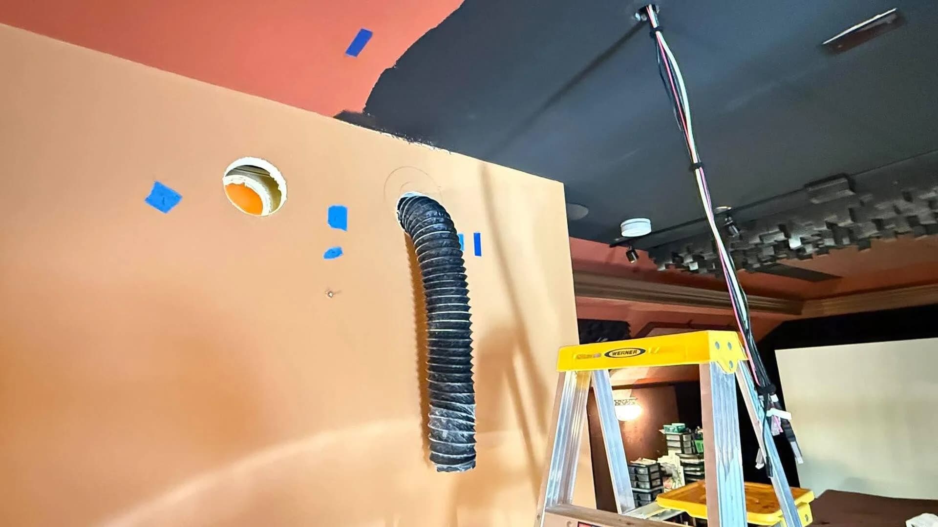 Flexible duct run to the box