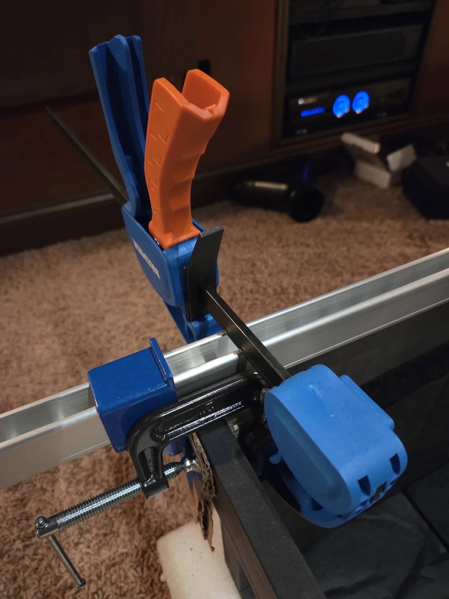 The repair, clamped