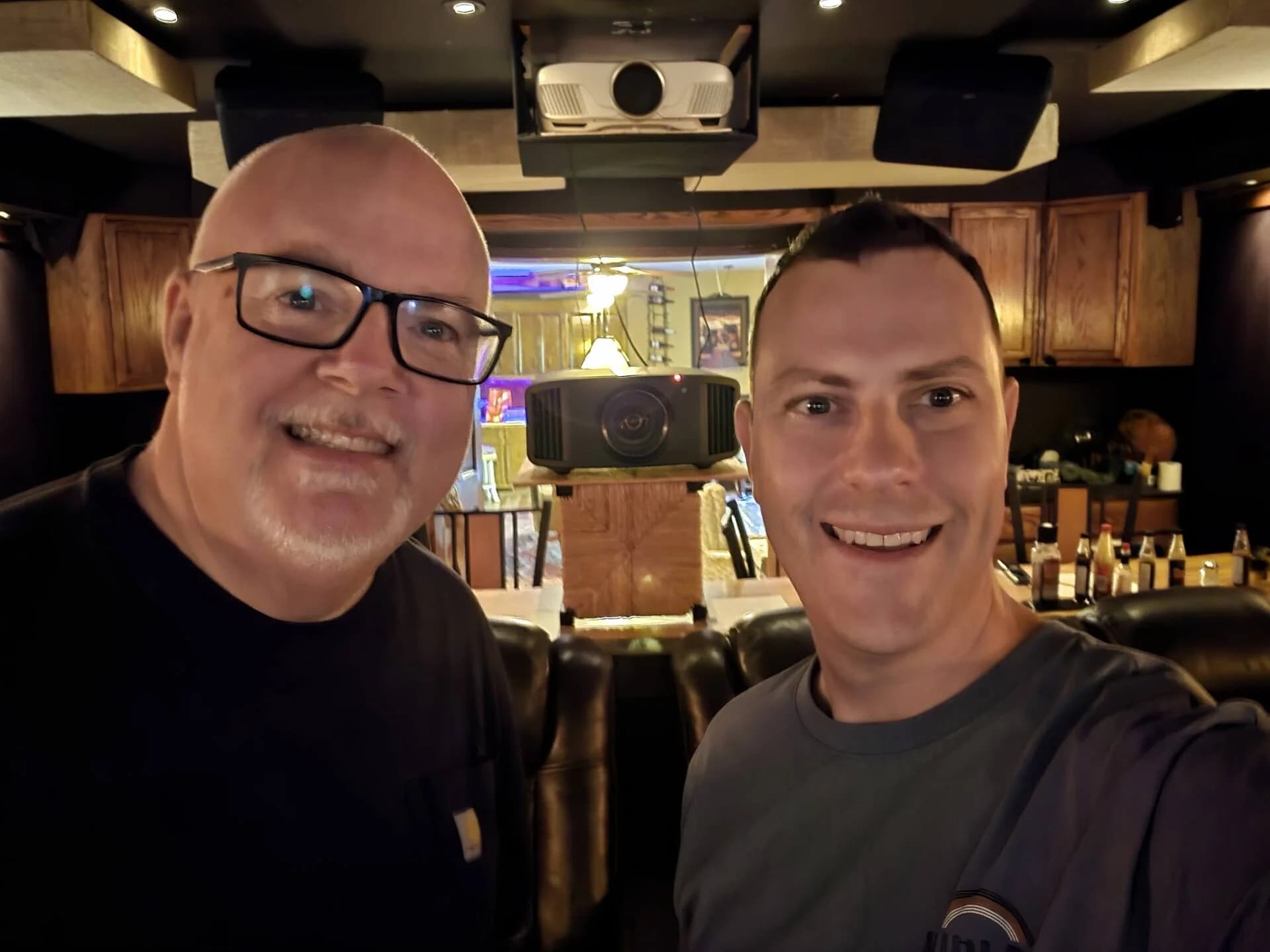 Client and Guillaume after the in-room demo — the NZ7 sold itself